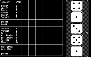 Kniffel atari screenshot